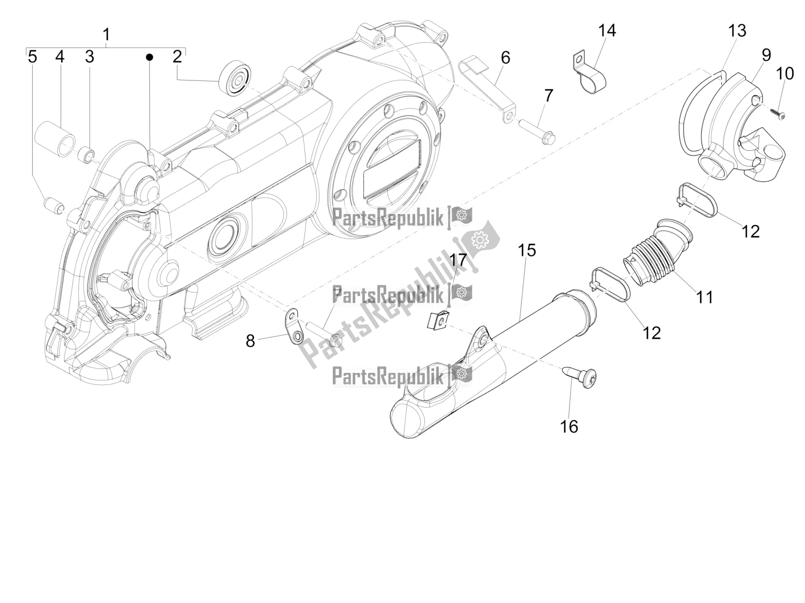 Toutes les pièces pour le Couvercle De Carter - Refroidissement Du Carter du Piaggio FLY 50 4T 4V USA 2017