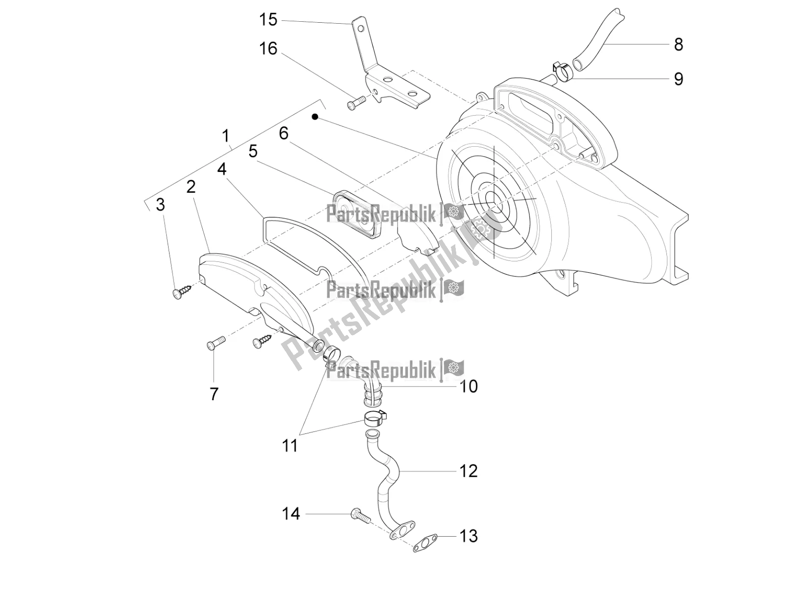 Toutes les pièces pour le Boîte à Air Secondaire du Piaggio FLY 50 4T 4V USA 2017