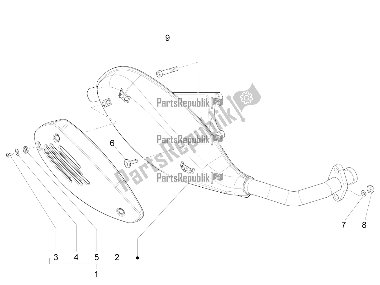 Toutes les pièces pour le Silencieux du Piaggio FLY 50 4T 4V USA 2017