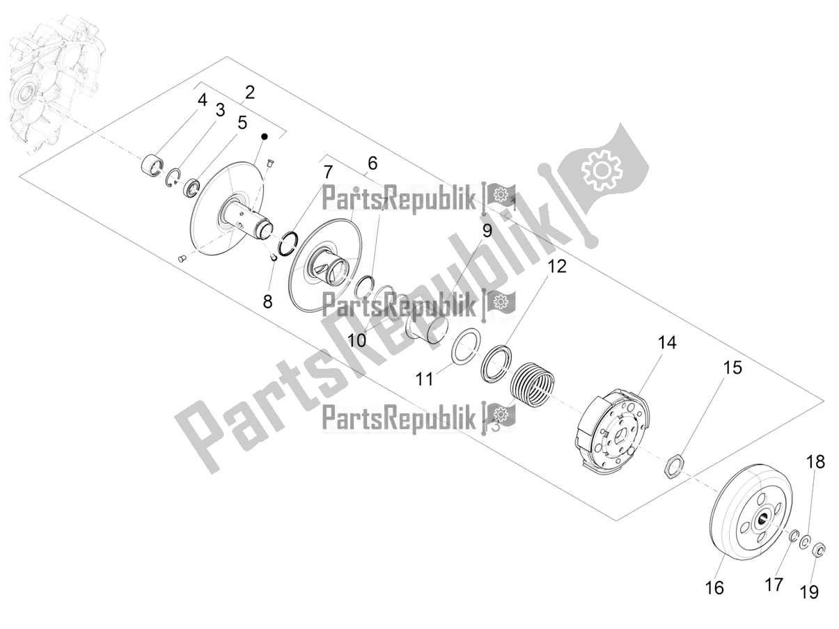 Todas las partes para Polea Conducida de Piaggio Liberty 125 4T Iget Corporate E4 2017-2019 Emea 2017