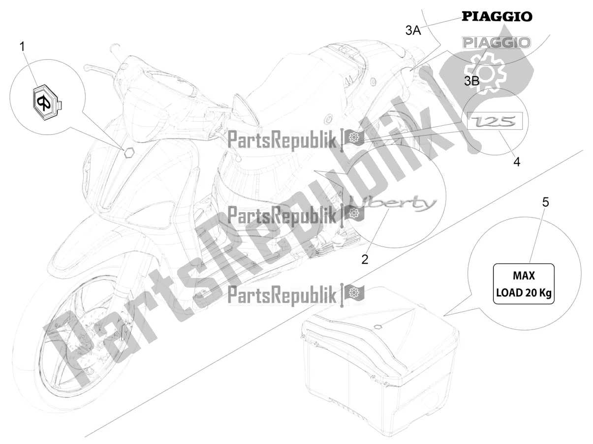 Tutte le parti per il Piatti - Emblemi del Piaggio Liberty 125 4T Iget Corporate E4 2017-2019 Emea 2017