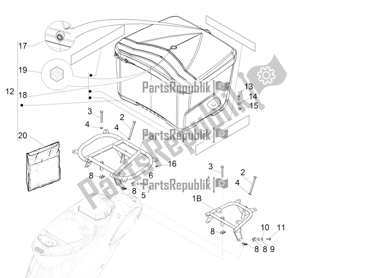 All parts for the Rear Luggage Rack of the Piaggio Liberty 125 4T Iget Corporate E4 2017-2019 Emea 2017