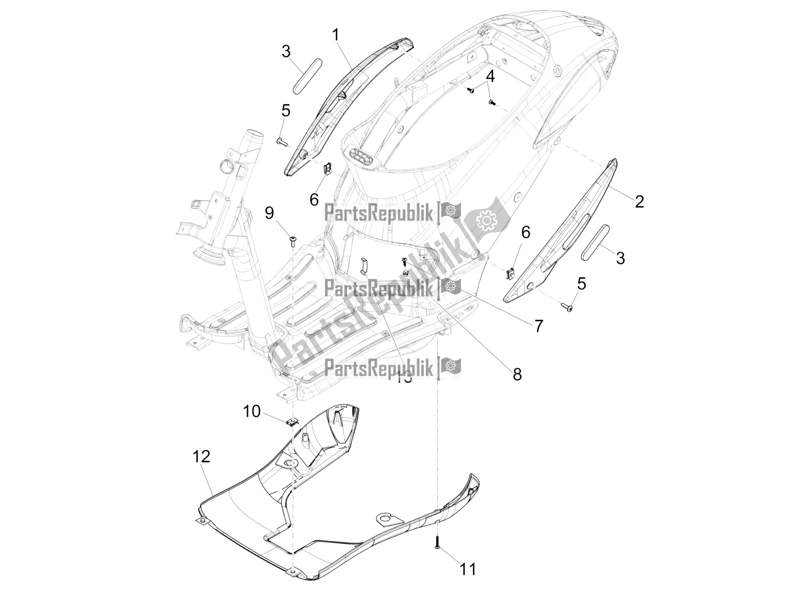 All parts for the Side Cover - Spoiler of the Piaggio Liberty 125 4T Iget Corporate E4 2017-2019 Emea 2017