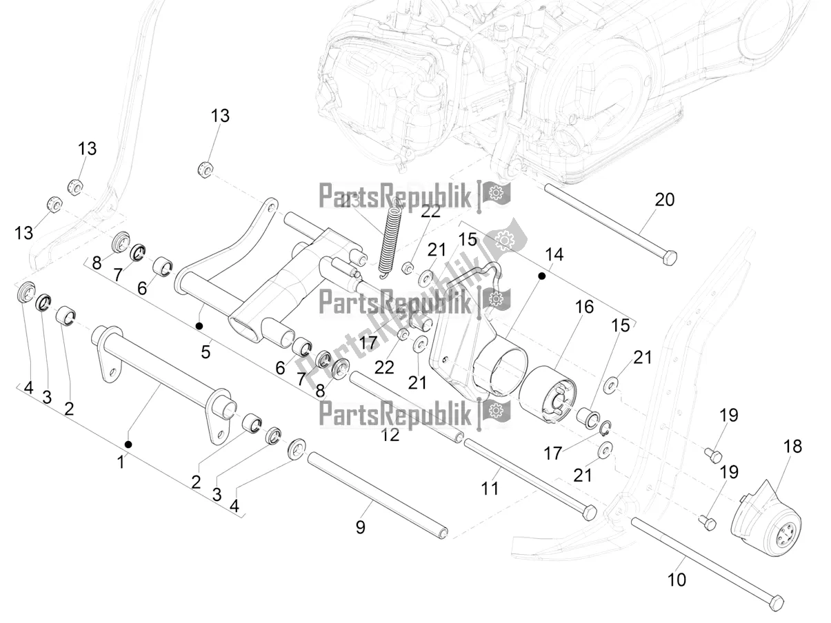 Toutes les pièces pour le Bras Oscillant du Piaggio Liberty 125 4T Iget Corporate E4 2017-2019 Emea 2017