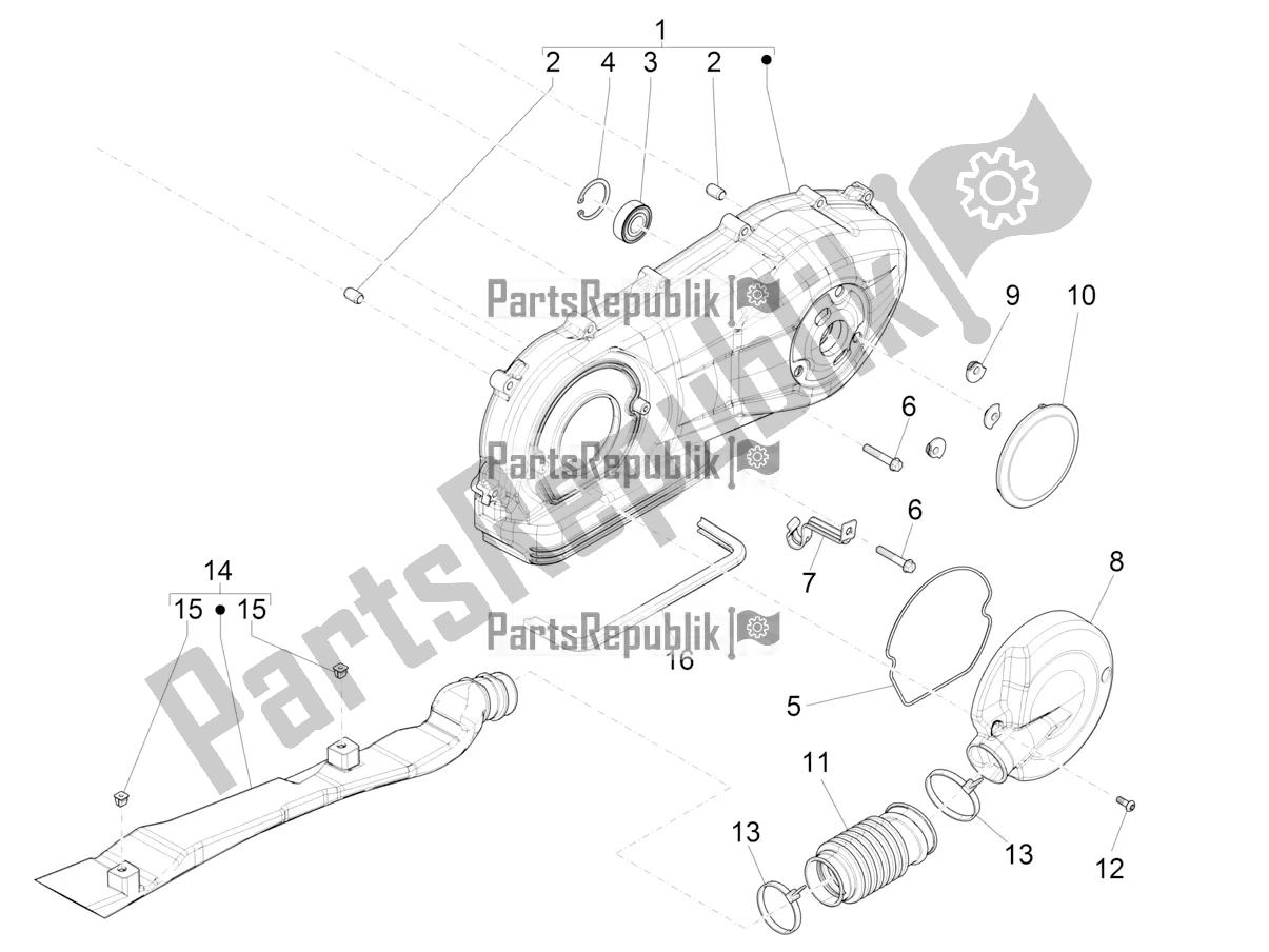 Tutte le parti per il Coperchio Del Carter - Raffreddamento Del Carter del Piaggio Liberty 125 4T Iget Corporate E4 2017-2019 Emea 2018