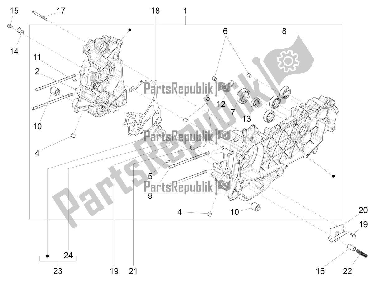 All parts for the Crankcase of the Piaggio Liberty 125 4T Iget Corporate E4 2017-2019 Emea 2018