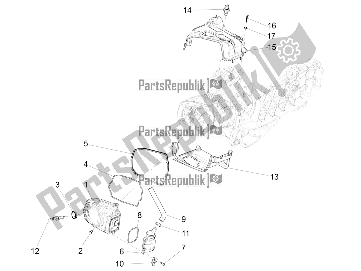 Toutes les pièces pour le Le Couvre-culasse du Piaggio Liberty 125 4T Iget Corporate E4 2017-2019 Emea 2018