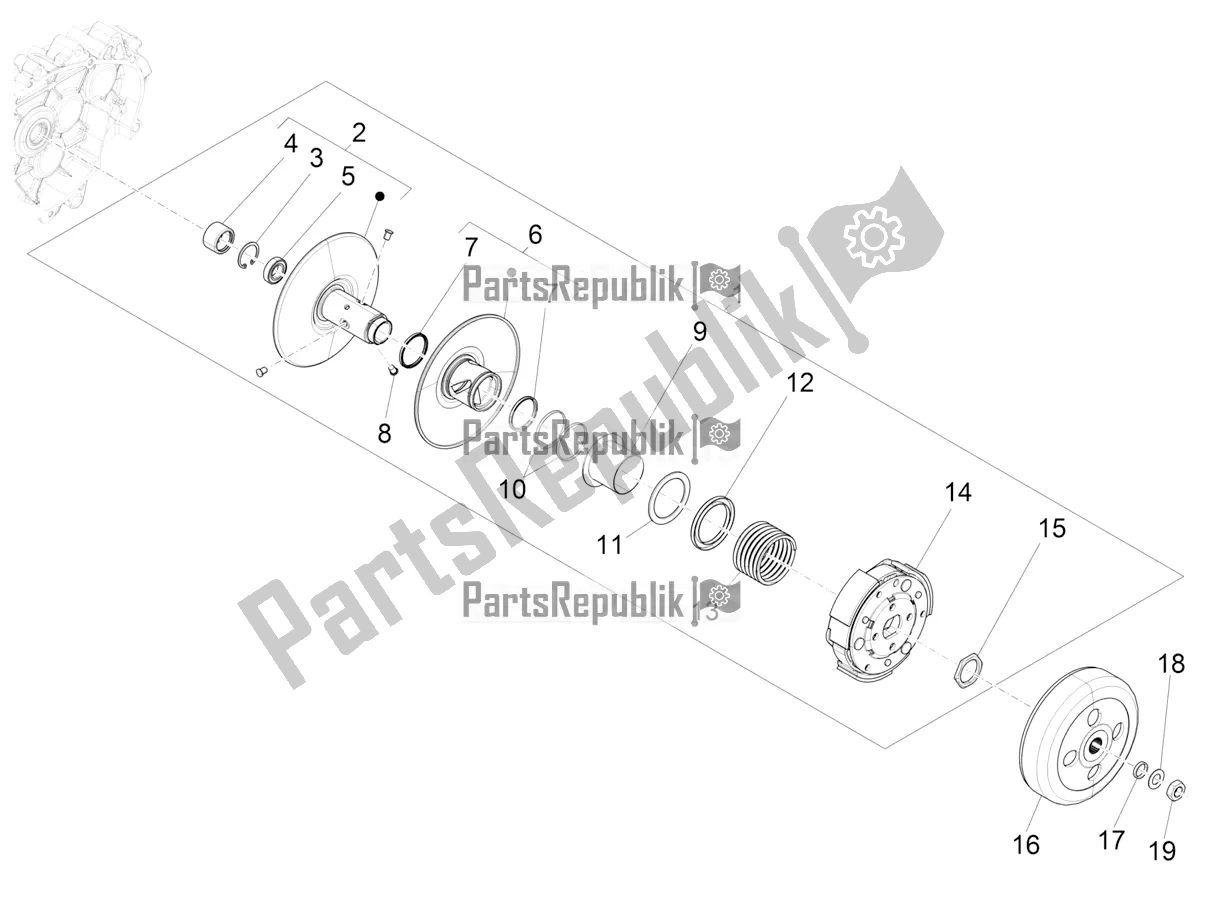 Toutes les pièces pour le Poulie Menée du Piaggio Liberty 125 4T Iget Corporate E4 2017-2019 Emea 2018