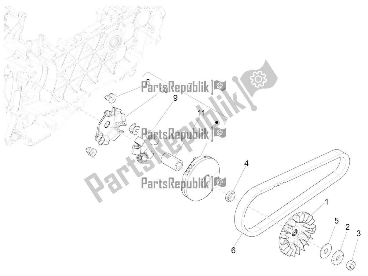 Todas as partes de Polia Motriz do Piaggio Liberty 125 4T Iget Corporate E4 2017-2019 Emea 2018