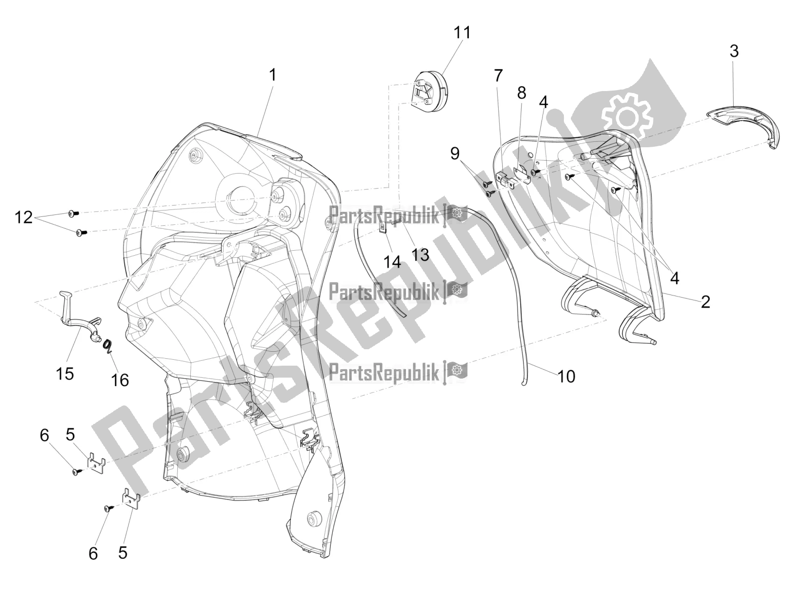 Toutes les pièces pour le Boîte à Gants Avant - Panneau De Protection Des Genoux du Piaggio Liberty 125 4T Iget Corporate E4 2017-2019 Emea 2018