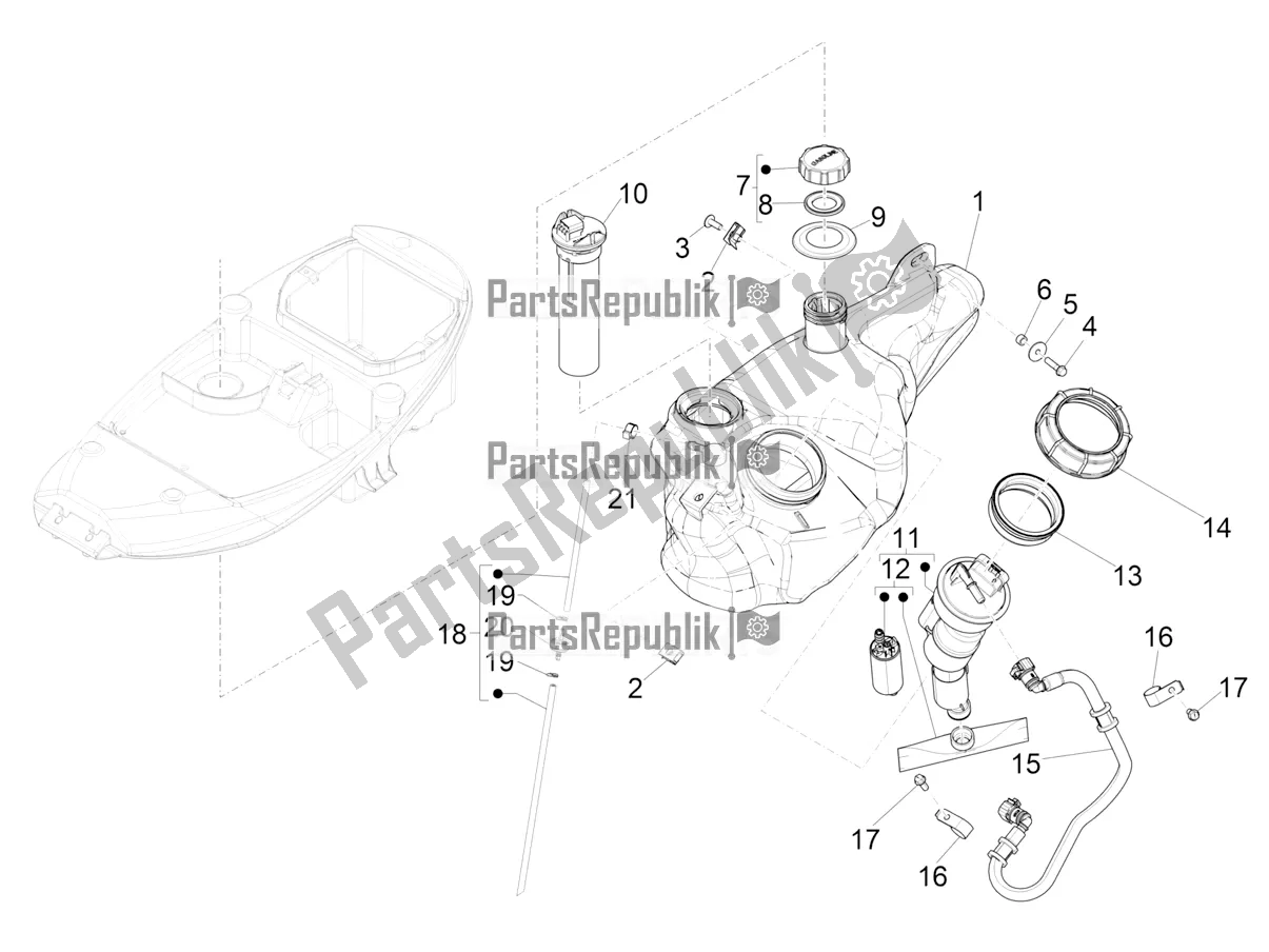 Toutes les pièces pour le Réservoir D'essence du Piaggio Liberty 125 4T Iget Corporate E4 2017-2019 Emea 2018