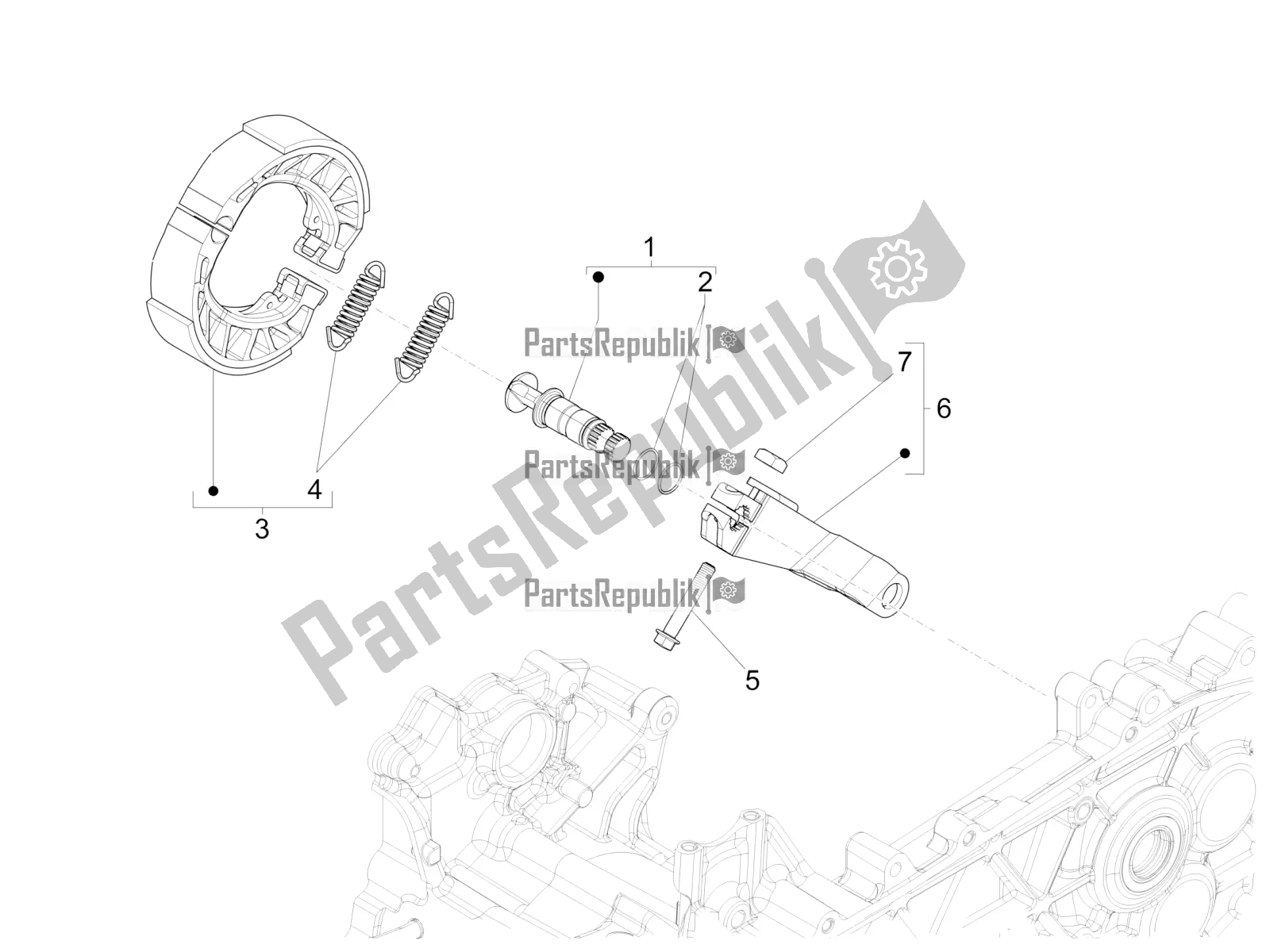 Toutes les pièces pour le Frein Arrière - Mâchoire De Frein du Piaggio Liberty 125 4T Iget Corporate E4 2017-2019 Emea 2018