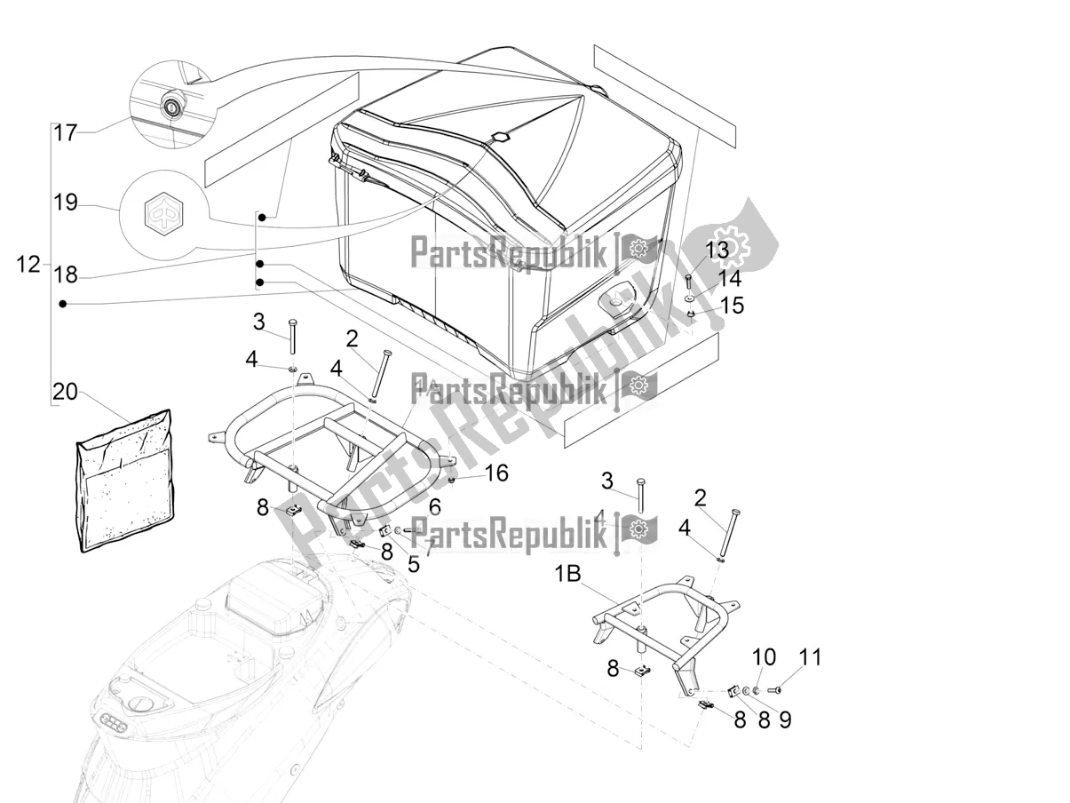 Toutes les pièces pour le Porte-bagages Arrière du Piaggio Liberty 125 4T Iget Corporate E4 2017-2019 Emea 2018