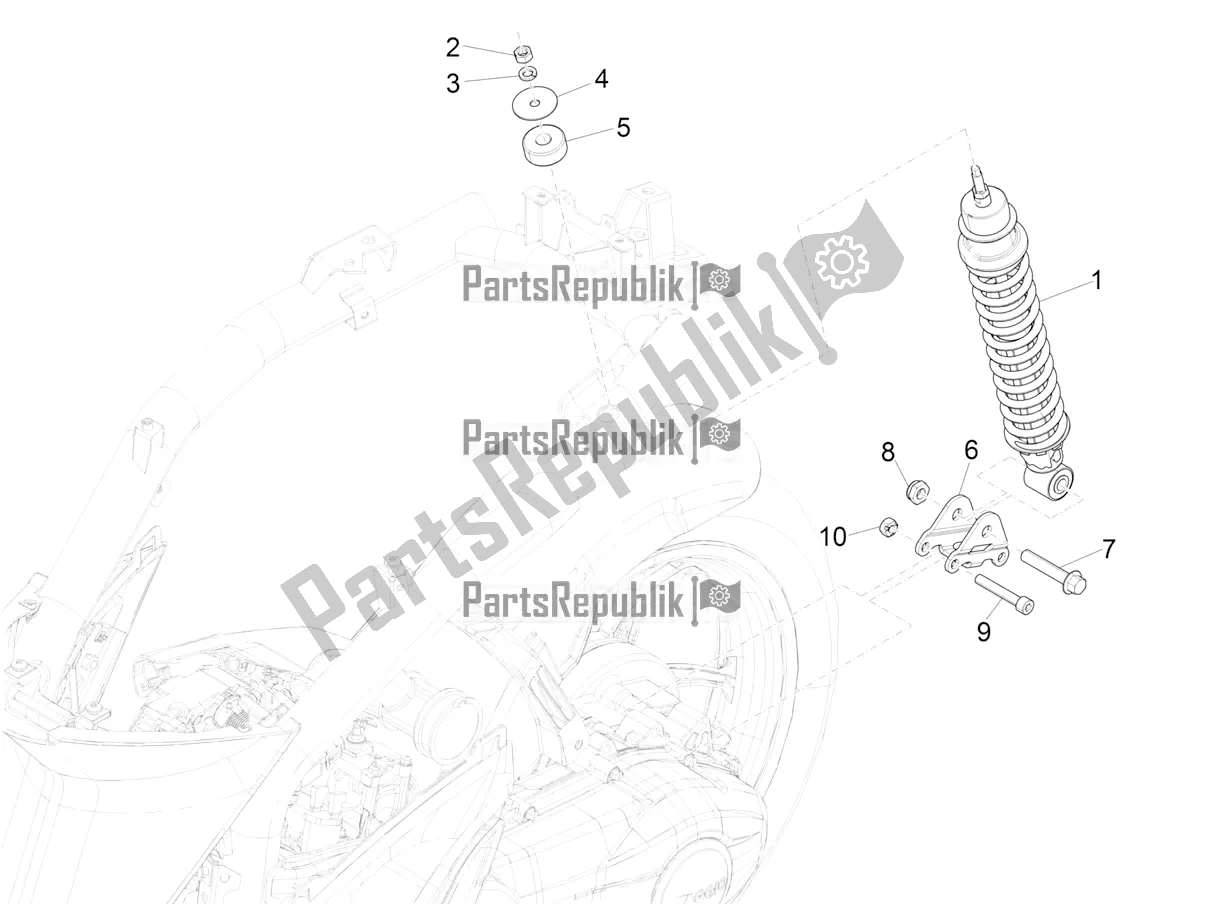 Toutes les pièces pour le Suspension Arrière - Amortisseur / S du Piaggio Liberty 125 4T Iget Corporate E4 2017-2019 Emea 2018