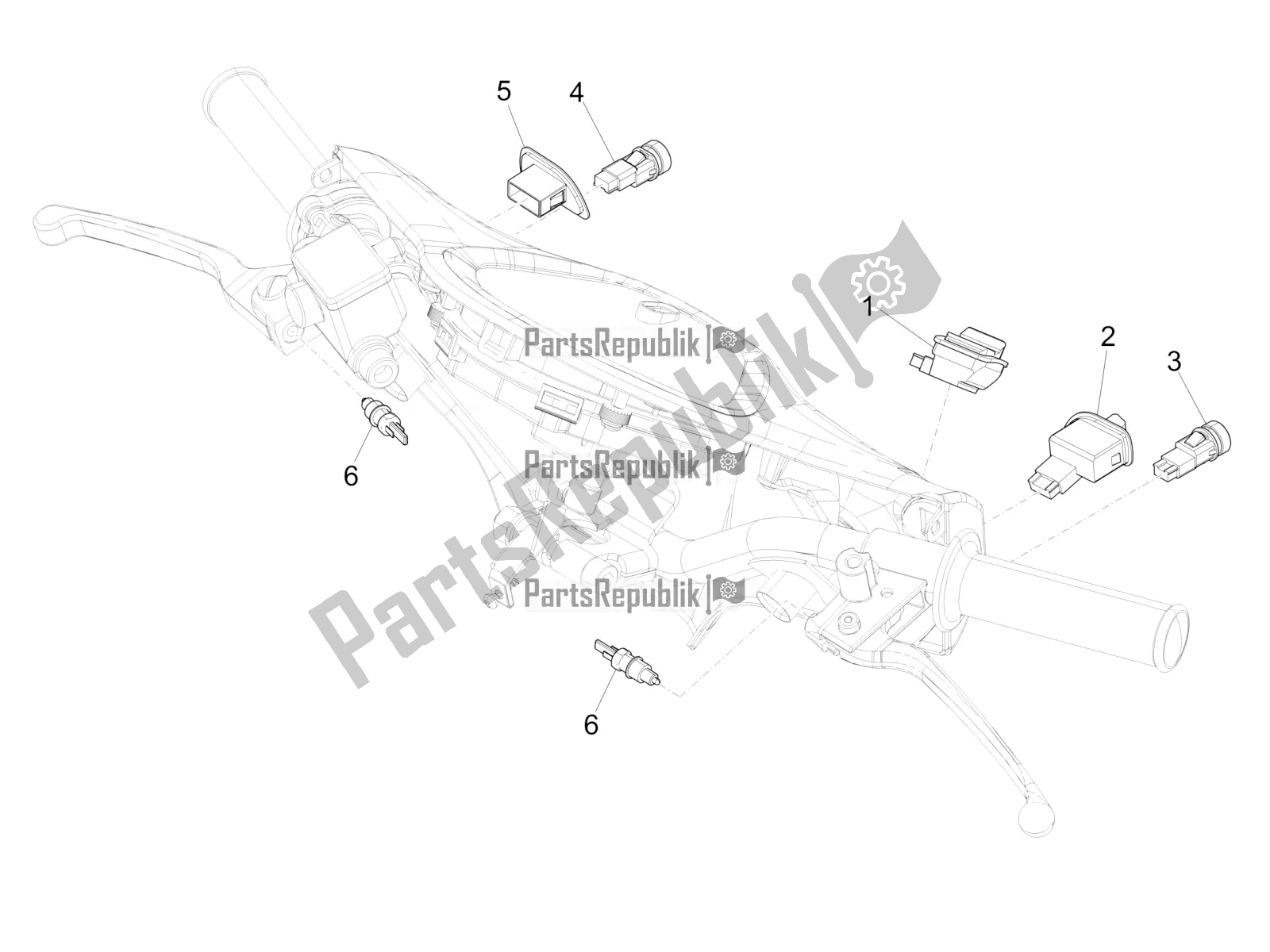 Toutes les pièces pour le Sélecteurs - Interrupteurs - Boutons du Piaggio Liberty 125 4T Iget Corporate E4 2017-2019 Emea 2018