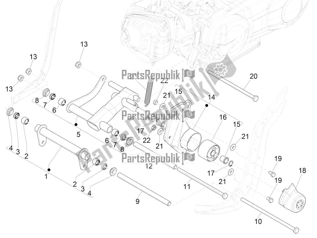 Toutes les pièces pour le Bras Oscillant du Piaggio Liberty 125 4T Iget Corporate E4 2017-2019 Emea 2018