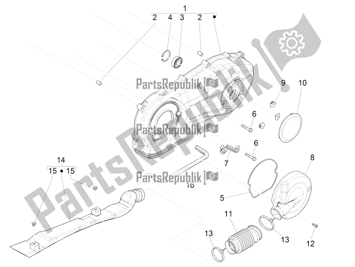 Toutes les pièces pour le Couvercle De Carter - Refroidissement Du Carter du Piaggio Liberty 125 4T Iget Corporate E4 2017-2019 Emea 2019