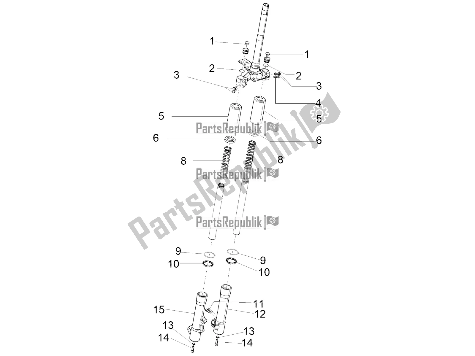 Toutes les pièces pour le Composants De La Fourche (wuxi Top) du Piaggio Liberty 125 4T Iget Corporate E4 2017-2019 Emea 2019