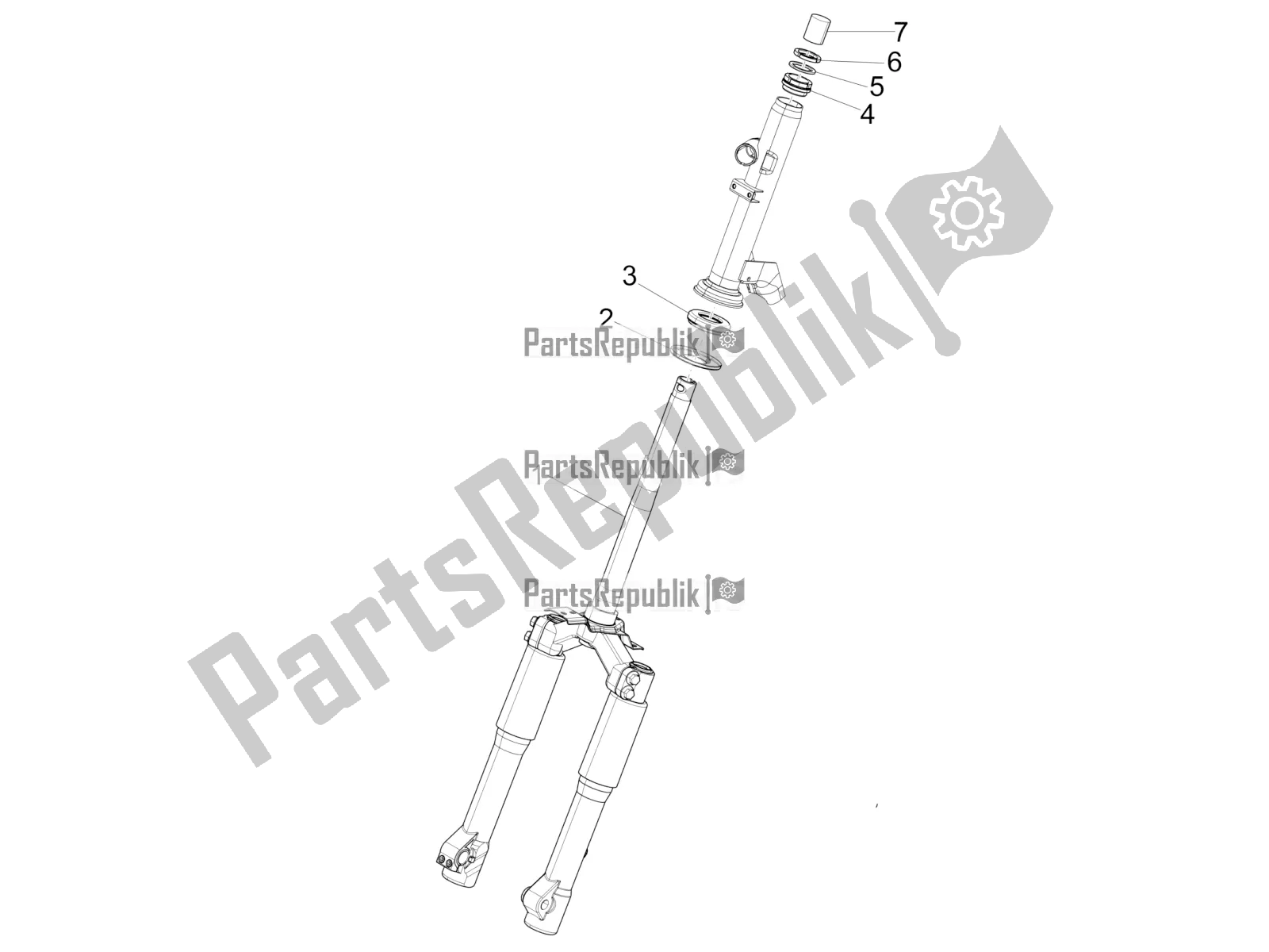 Toutes les pièces pour le Fourche / Tube De Direction - Palier De Direction du Piaggio Liberty 125 4T Iget Corporate E4 2017-2019 Emea 2019