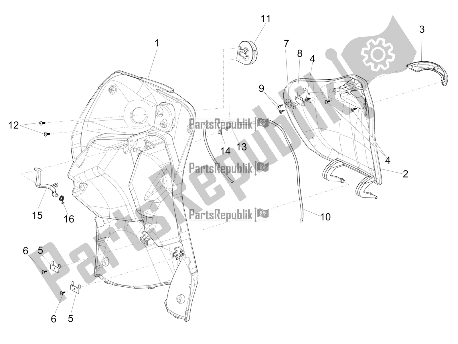 Toutes les pièces pour le Boîte à Gants Avant - Panneau De Protection Des Genoux du Piaggio Liberty 125 4T Iget Corporate E4 2017-2019 Emea 2019