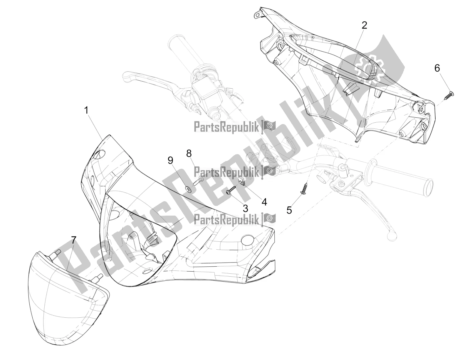 Toutes les pièces pour le Couvertures De Guidon du Piaggio Liberty 125 4T Iget Corporate E4 2017-2019 Emea 2019