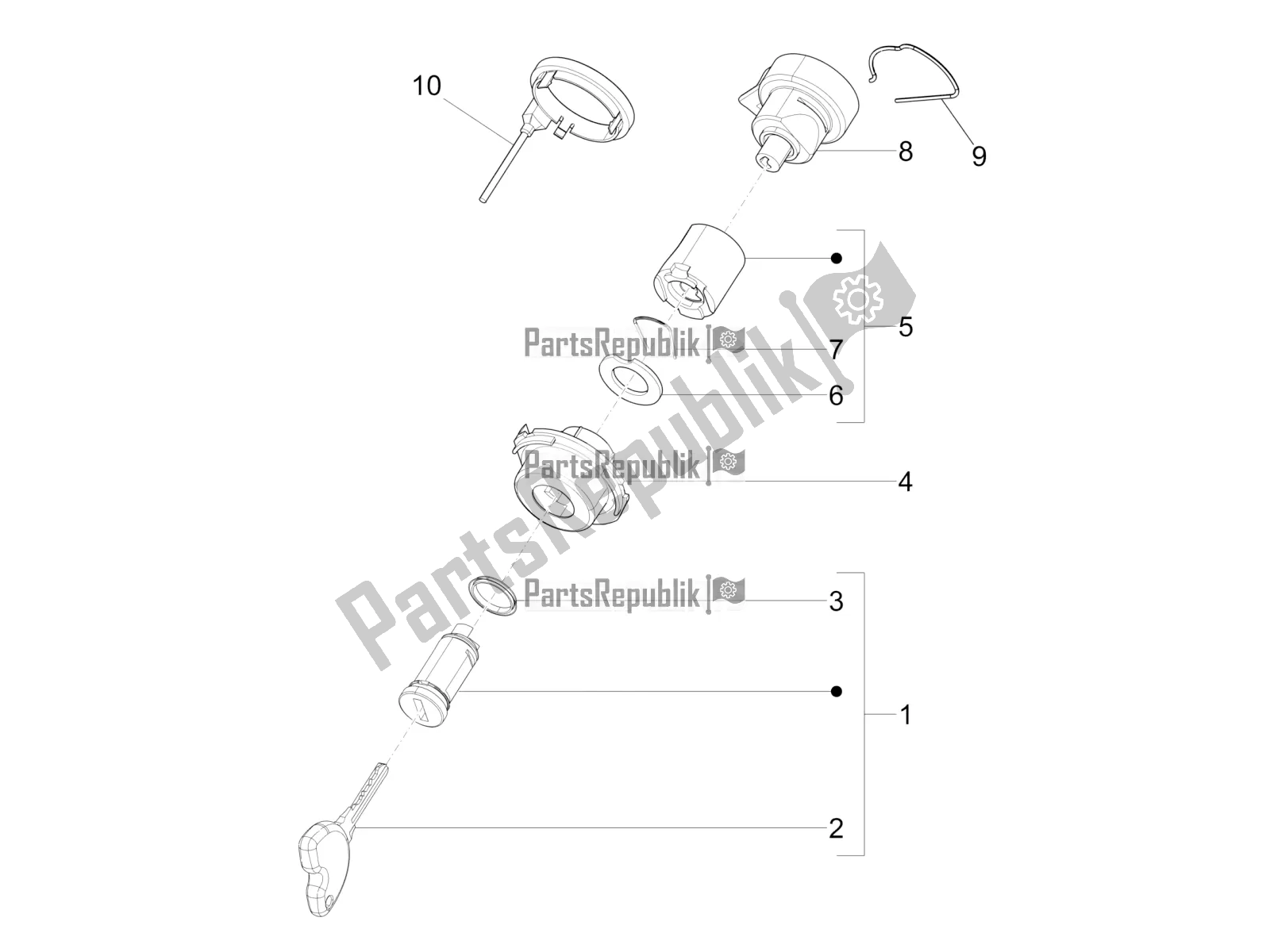 Toutes les pièces pour le Serrures du Piaggio Liberty 125 4T Iget Corporate E4 2017-2019 Emea 2019