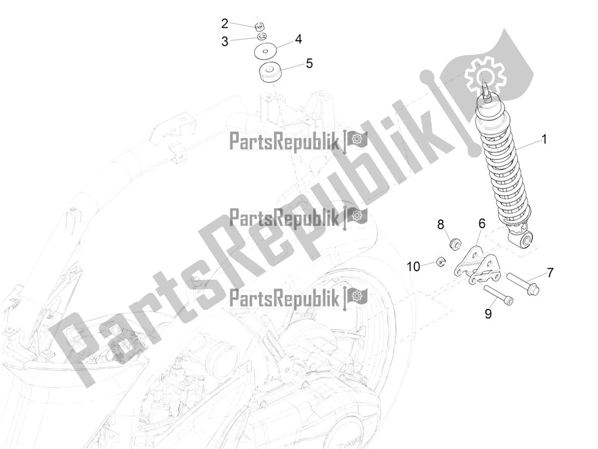 Toutes les pièces pour le Suspension Arrière - Amortisseur / S du Piaggio Liberty 125 4T Iget Corporate E4 2017-2019 Emea 2019