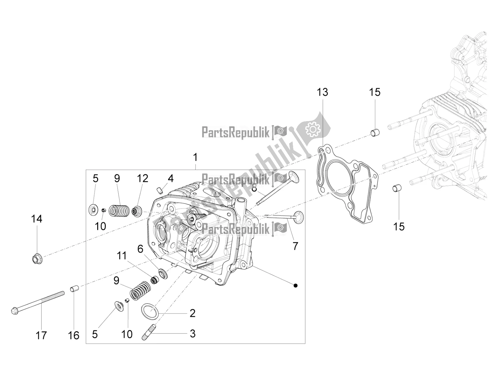 Tutte le parti per il Cylinder Head Unit - Valve del Piaggio Liberty 125 Iget 4T 3V IE ABS Apac 2016