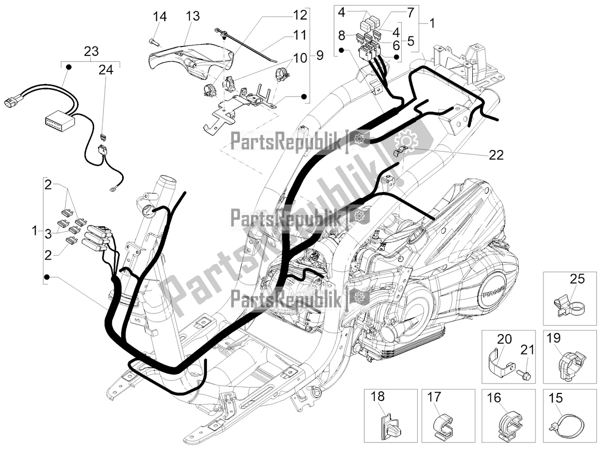 All parts for the Main Cable Harness of the Piaggio Liberty 125 Iget 4T 3V IE ABS Apac 2016