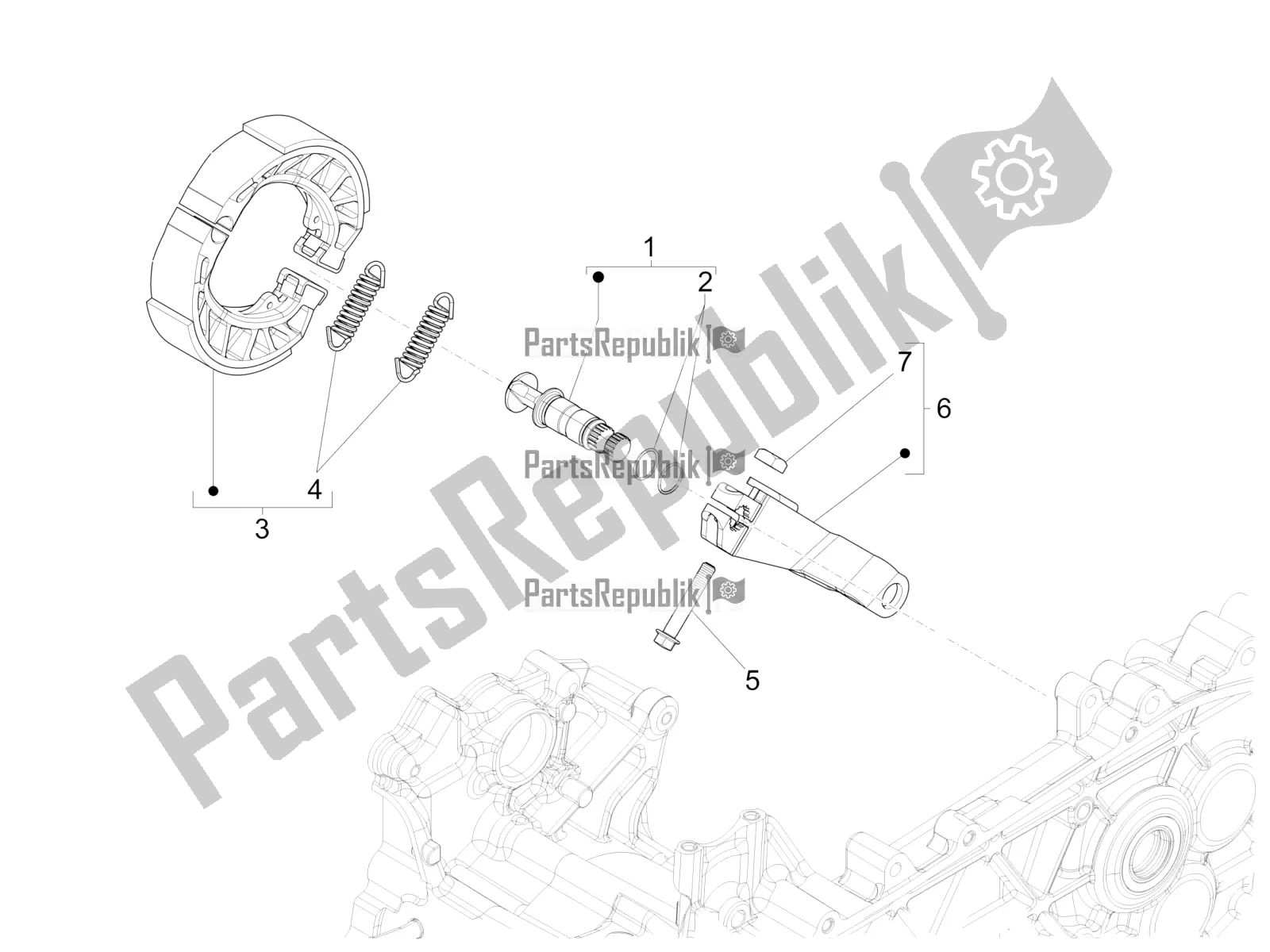 Toutes les pièces pour le Frein Arrière - Mâchoire De Frein du Piaggio Liberty 125 Iget 4T 3V IE ABS Apac 2016