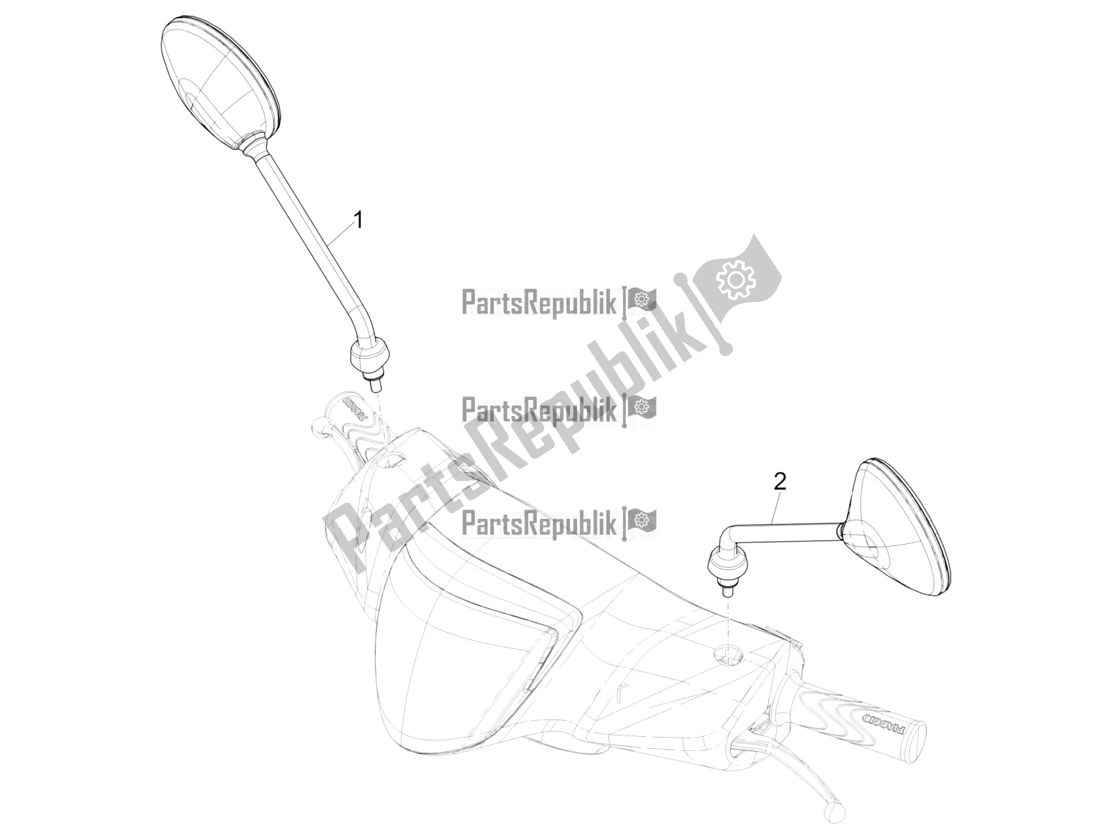 Toutes les pièces pour le Miroir (s) De Conduite du Piaggio Liberty 125 Iget 4T 3V IE ABS Apac 2017