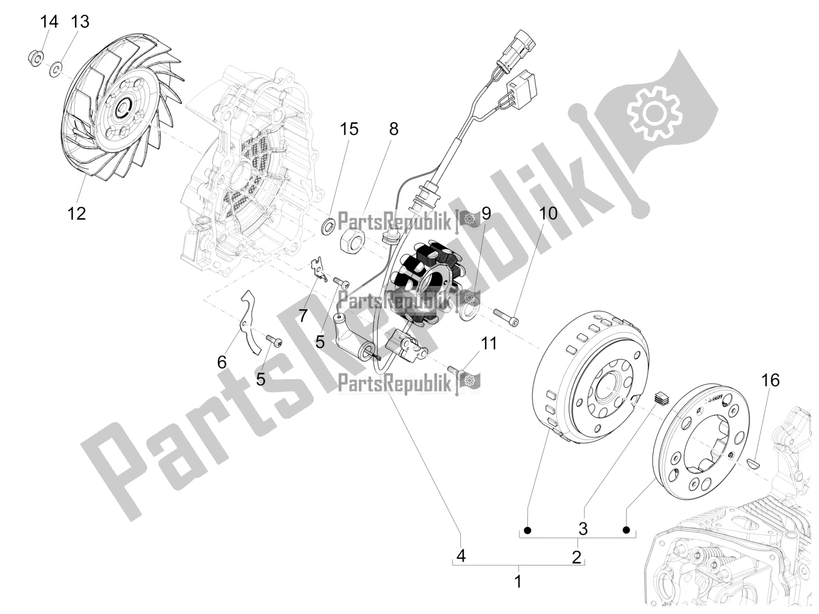 Toutes les pièces pour le Volant Magnéto du Piaggio Liberty 125 Iget 4T 3V IE ABS Apac 2017