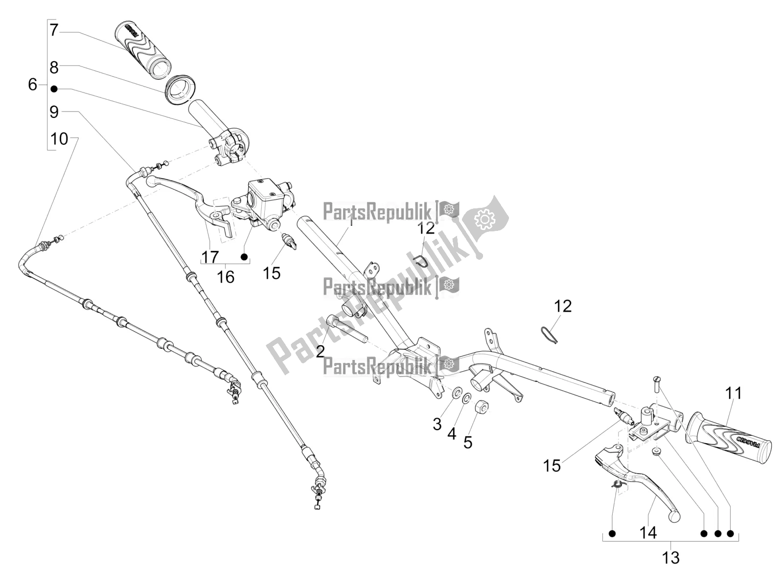 Toutes les pièces pour le Guidon - Master Cil. Du Piaggio Liberty 125 Iget 4T 3V IE ABS Apac 2017
