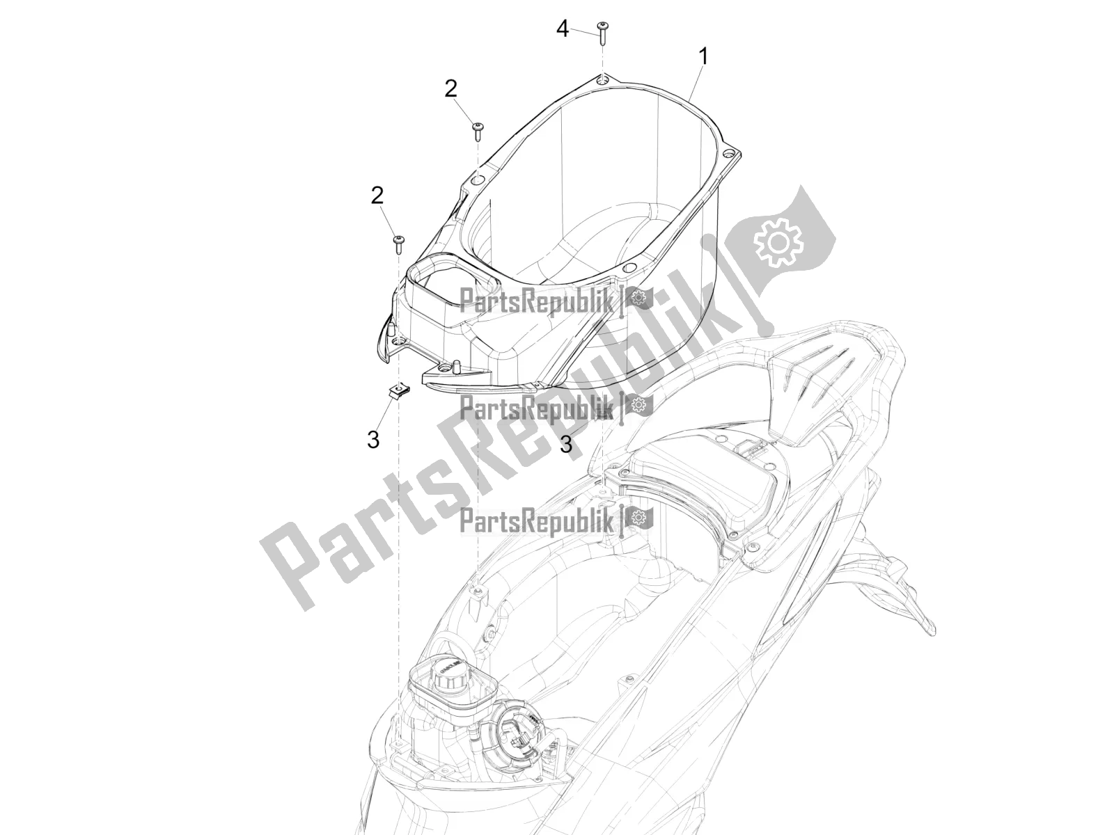 Toutes les pièces pour le Logement De Casque - Sous La Selle du Piaggio Liberty 125 Iget 4T 3V IE ABS Apac 2017