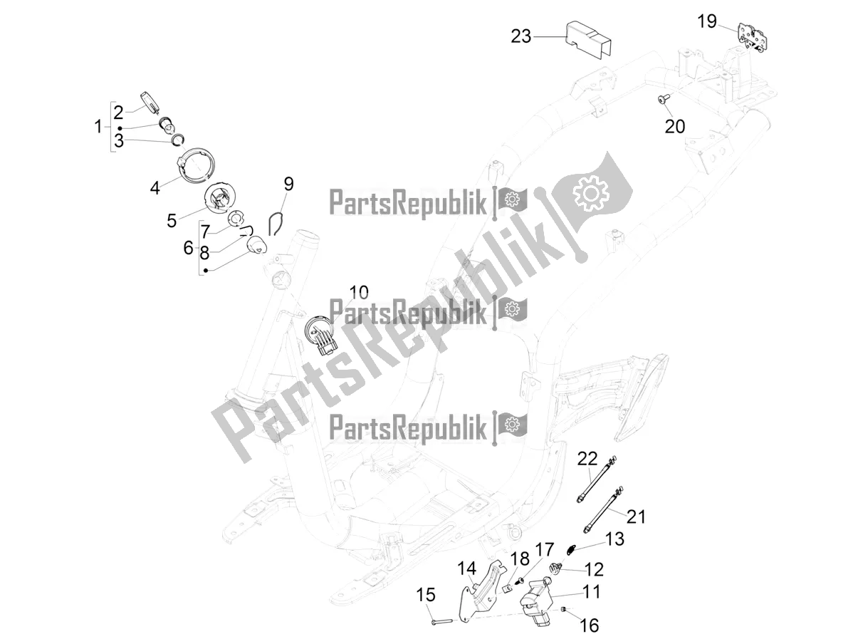 Todas as partes de Fechaduras do Piaggio Liberty 125 Iget 4T 3V IE ABS Apac 2017
