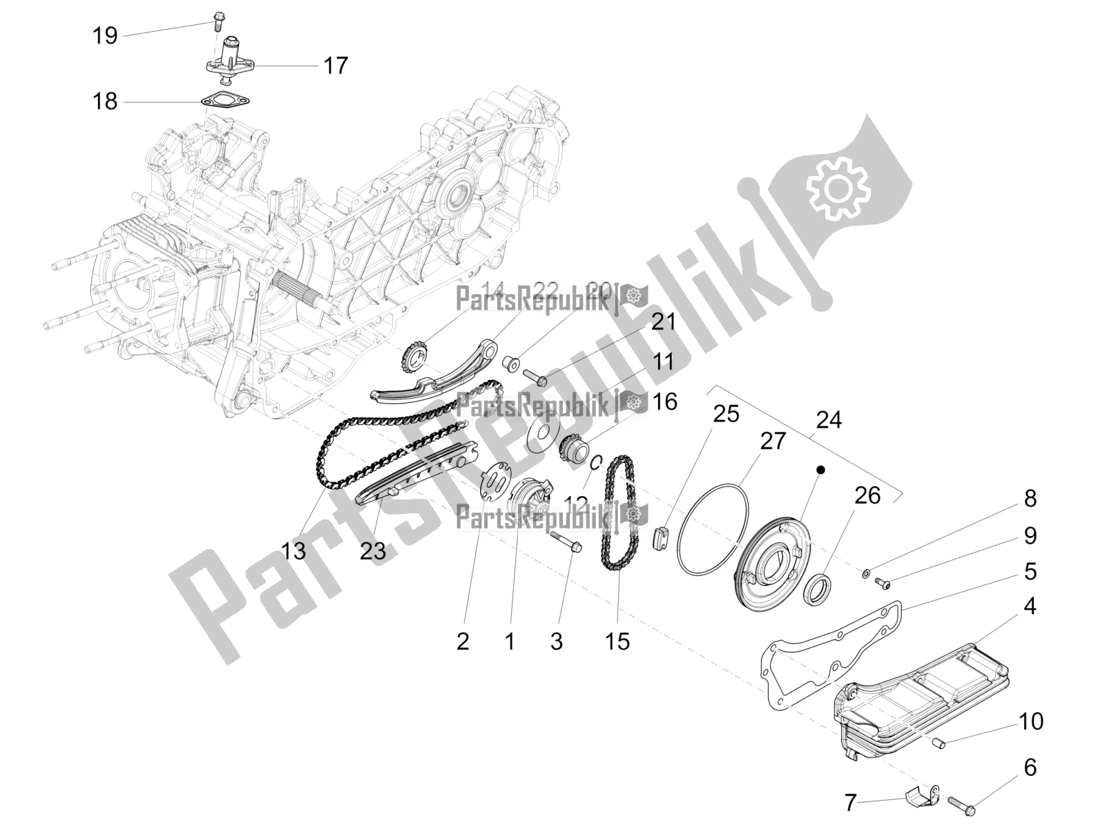 Toutes les pièces pour le La Pompe à Huile du Piaggio Liberty 125 Iget 4T 3V IE ABS Apac 2017