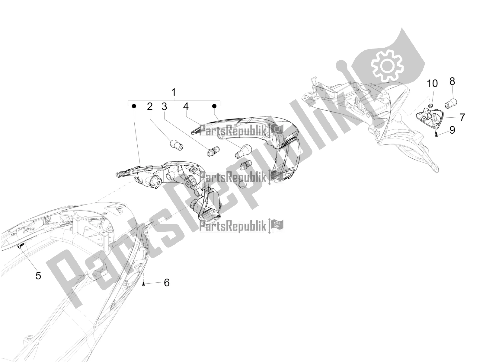 All parts for the Rear Headlamps - Turn Signal Lamps of the Piaggio Liberty 125 Iget 4T 3V IE ABS Apac 2017
