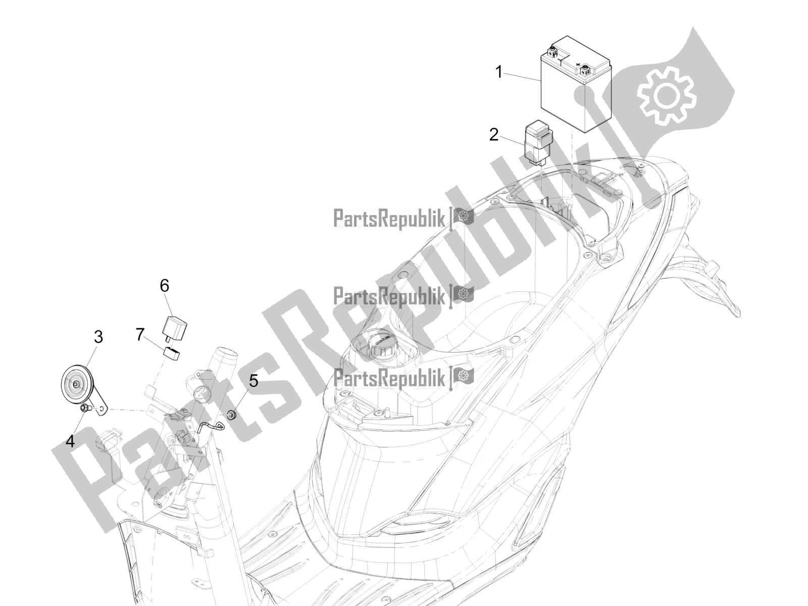 Tutte le parti per il Interruttori Del Telecomando - Batteria - Avvisatore Acustico del Piaggio Liberty 125 Iget 4T 3V IE ABS Apac 2017