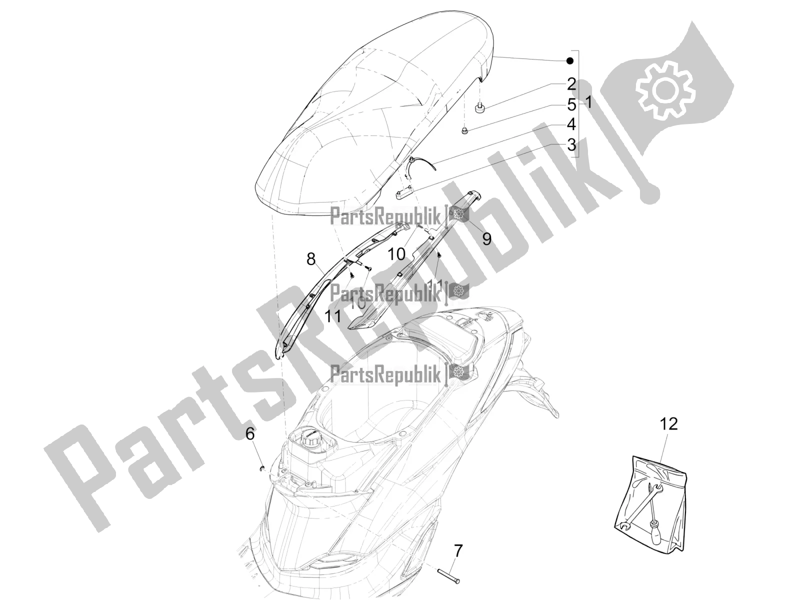 Toutes les pièces pour le Selle / Sièges du Piaggio Liberty 125 Iget 4T 3V IE ABS Apac 2017