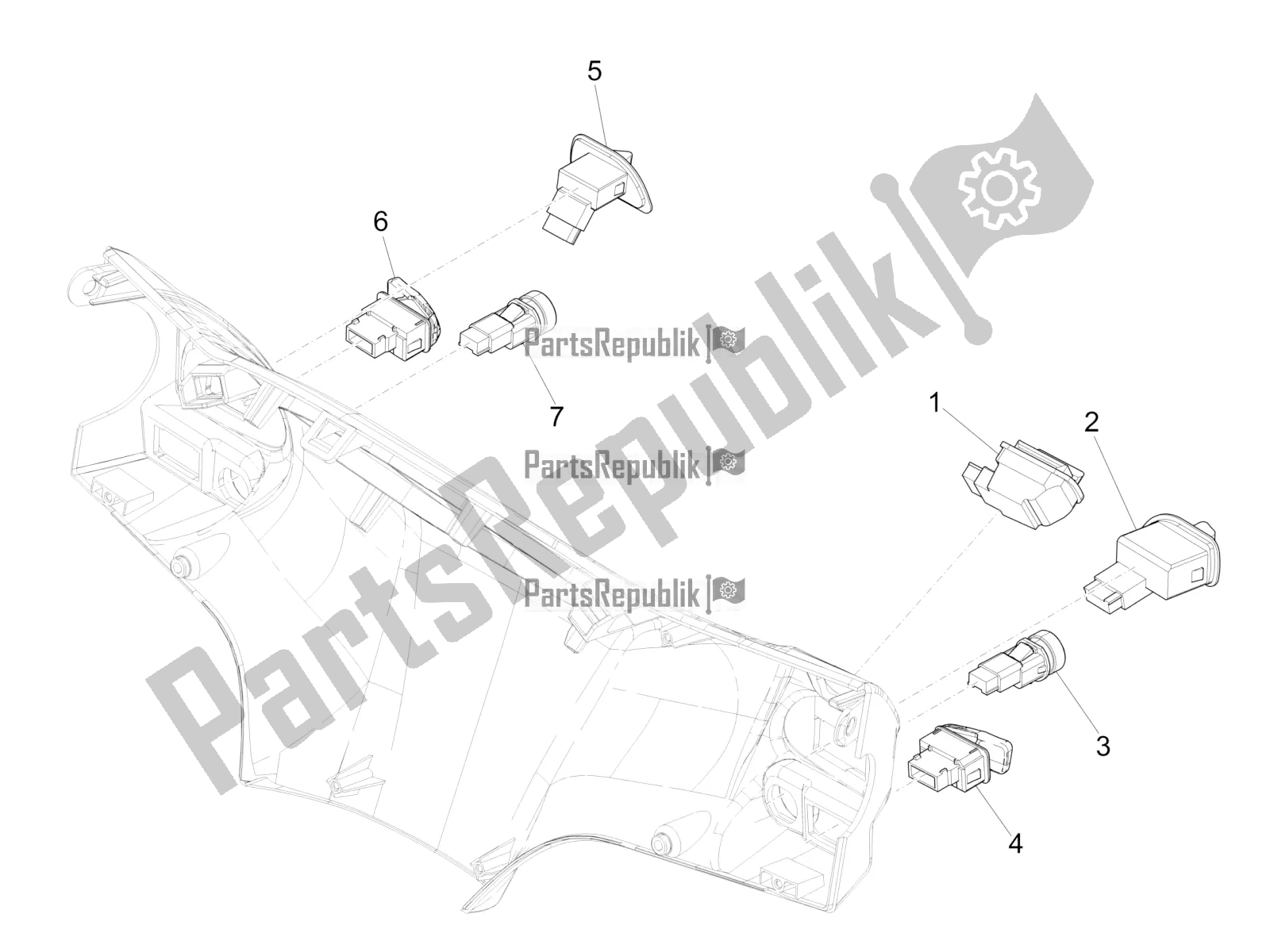 Toutes les pièces pour le Sélecteurs - Interrupteurs - Boutons du Piaggio Liberty 125 Iget 4T 3V IE ABS Apac 2017