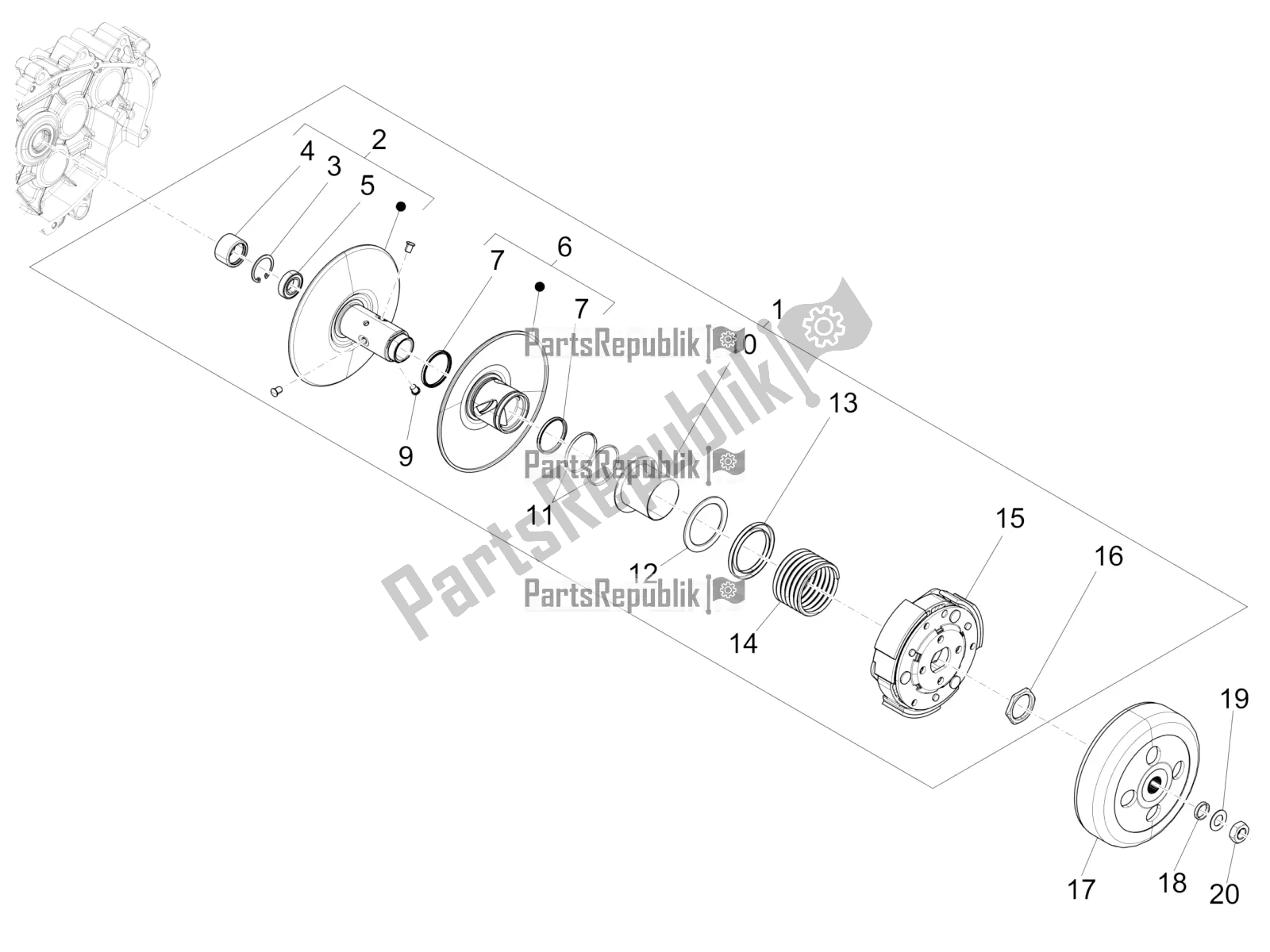 Toutes les pièces pour le Poulie Menée du Piaggio Liberty 125 Iget 4T 3V IE ABS Apac 2018