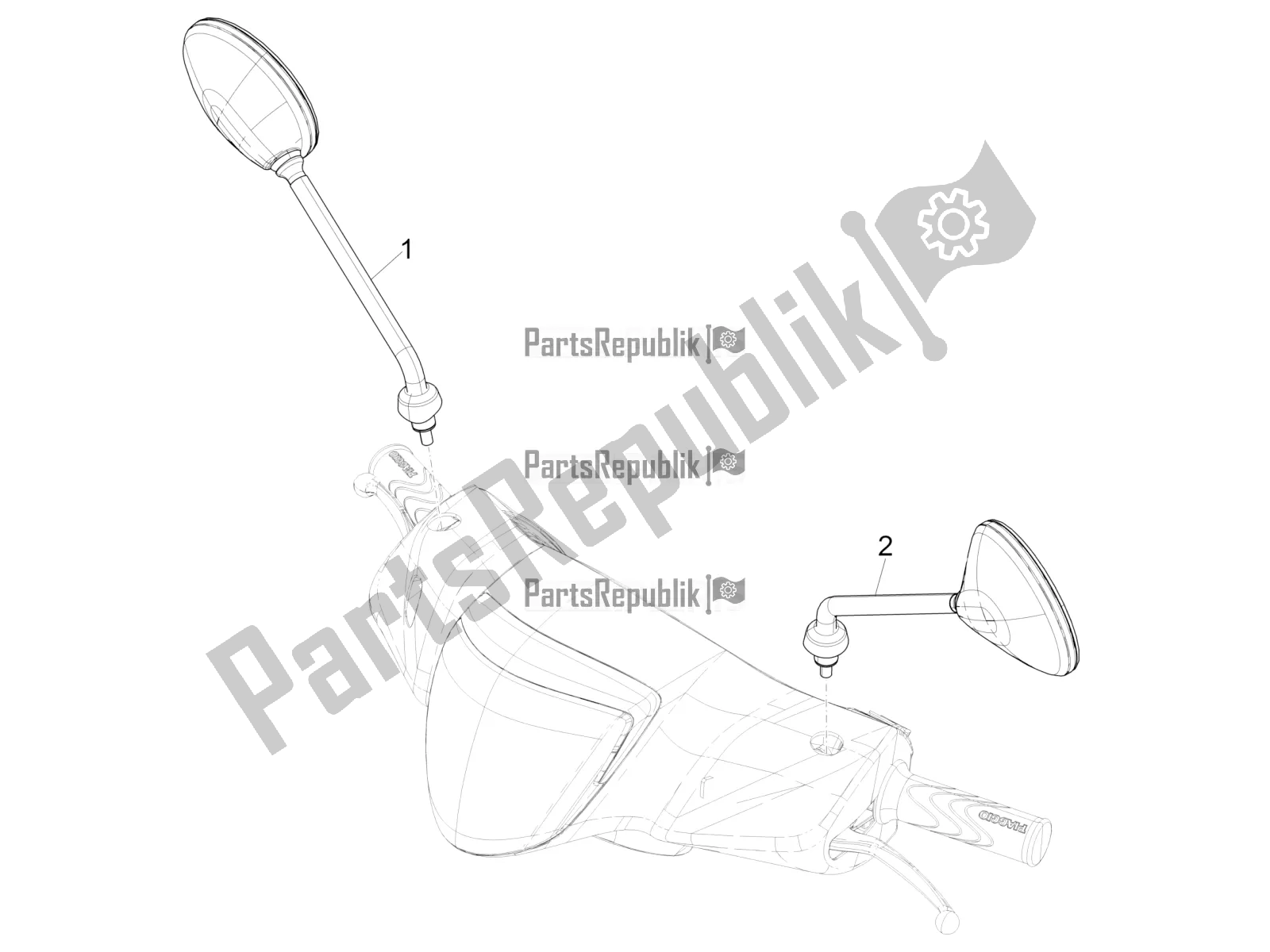 Tutte le parti per il Specchio / I Di Guida del Piaggio Liberty 125 Iget 4T 3V IE ABS Apac 2018