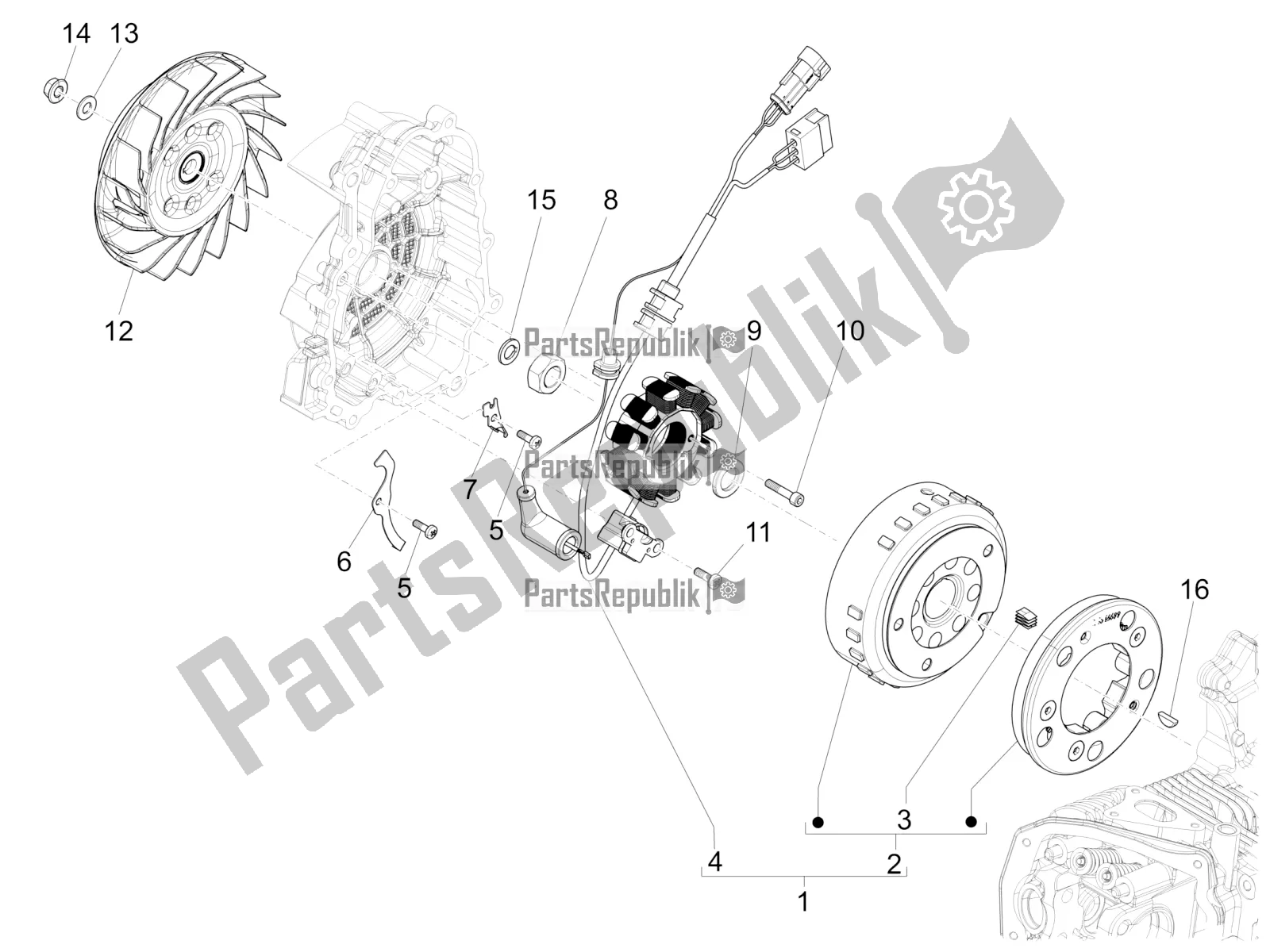 Toutes les pièces pour le Volant Magnéto du Piaggio Liberty 125 Iget 4T 3V IE ABS Apac 2018