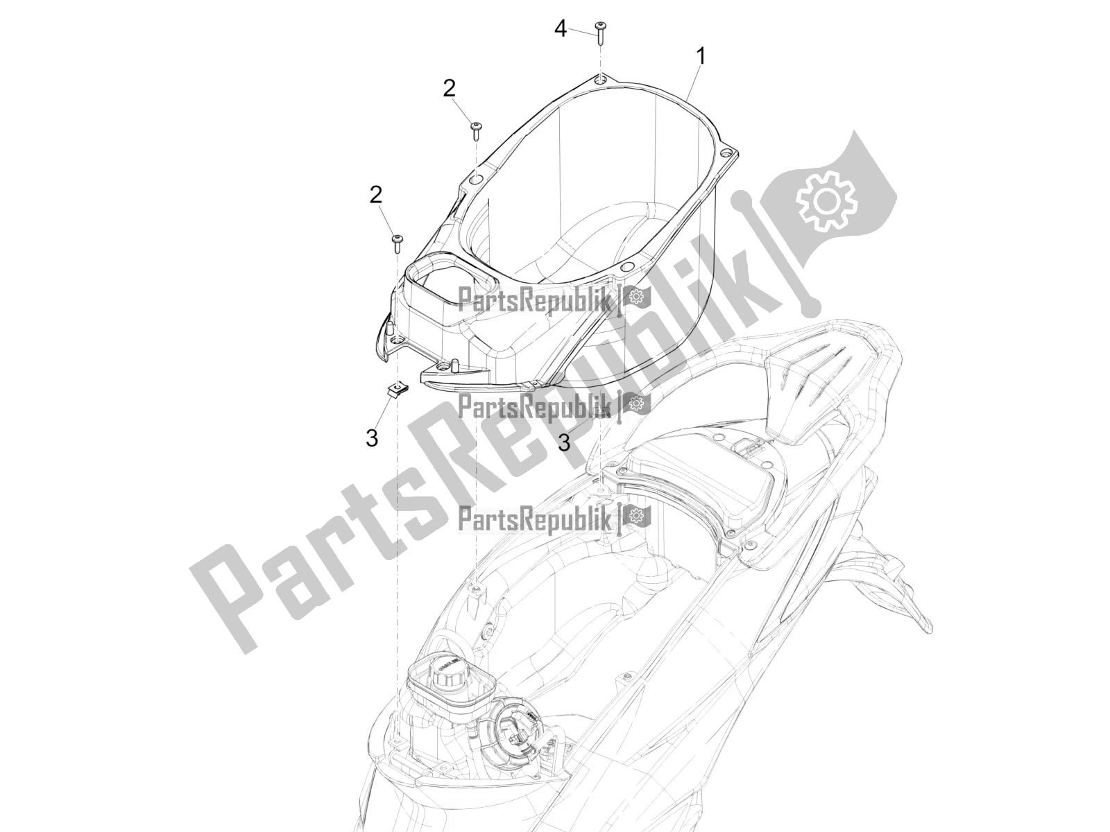 Toutes les pièces pour le Logement De Casque - Sous La Selle du Piaggio Liberty 125 Iget 4T 3V IE ABS Apac 2018