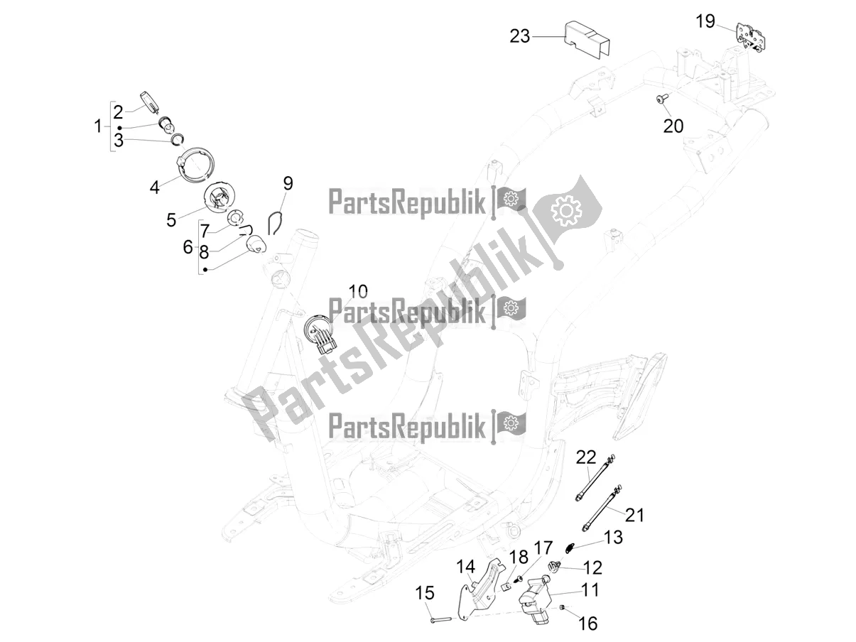 All parts for the Locks of the Piaggio Liberty 125 Iget 4T 3V IE ABS Apac 2018