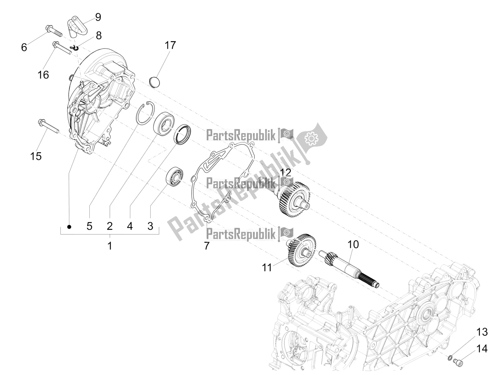 Toutes les pièces pour le Unité De Réduction du Piaggio Liberty 125 Iget 4T 3V IE ABS Apac 2018