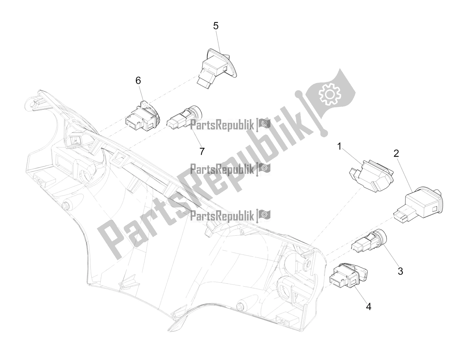 All parts for the Selectors - Switches - Buttons of the Piaggio Liberty 125 Iget 4T 3V IE ABS Apac 2018