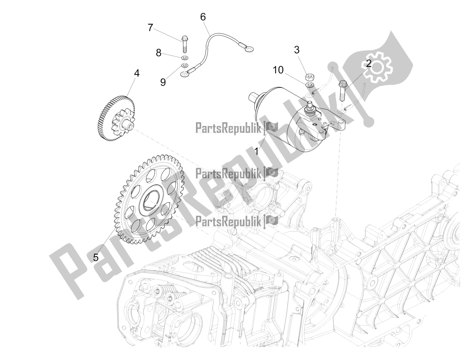 Toutes les pièces pour le Stater - Démarreur électrique du Piaggio Liberty 125 Iget 4T 3V IE ABS Apac 2018