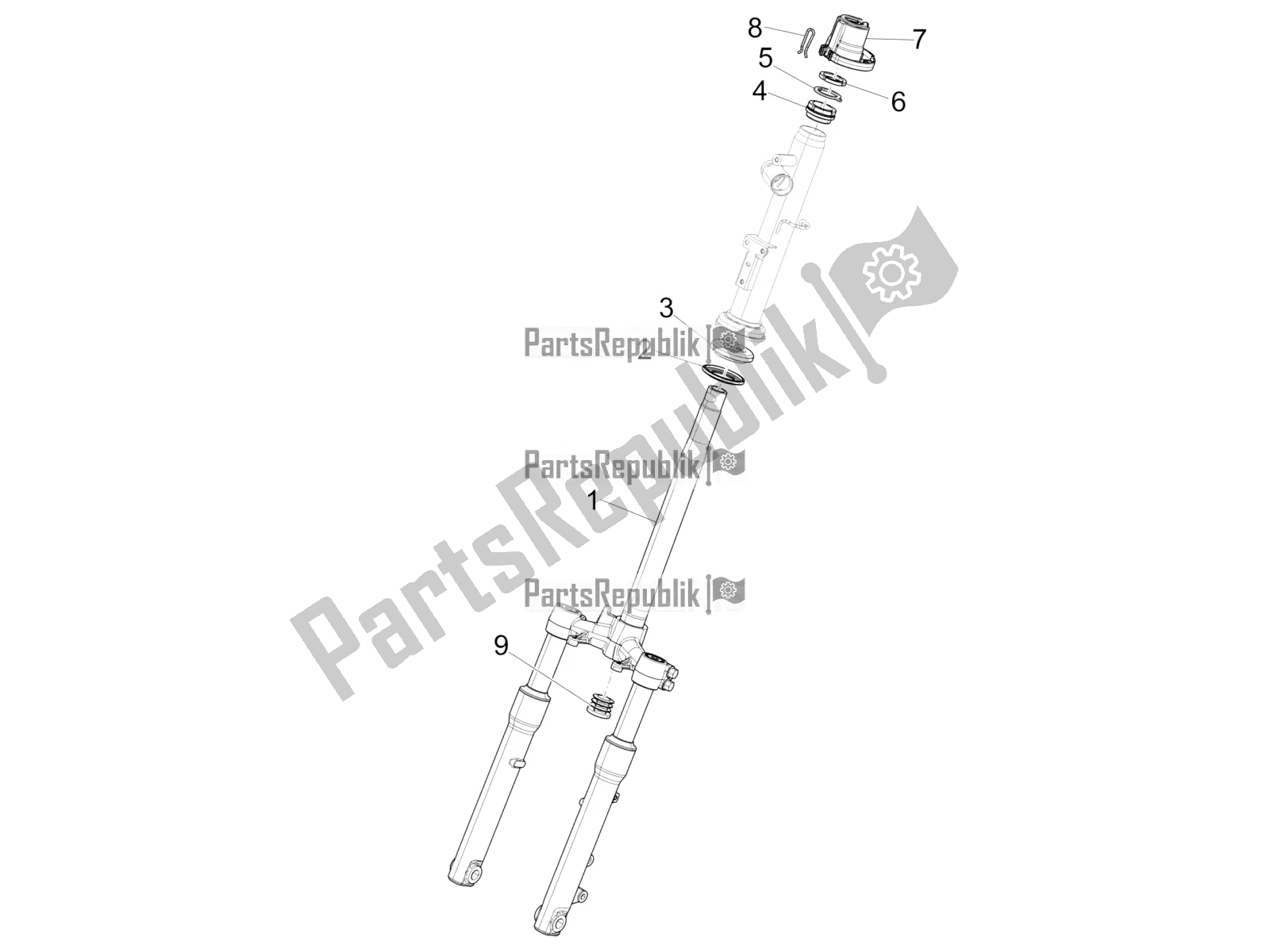 All parts for the Fork/steering Tube - Steering Bearing Unit of the Piaggio Liberty 125 Iget 4T 3V IE ABS Apac 2019