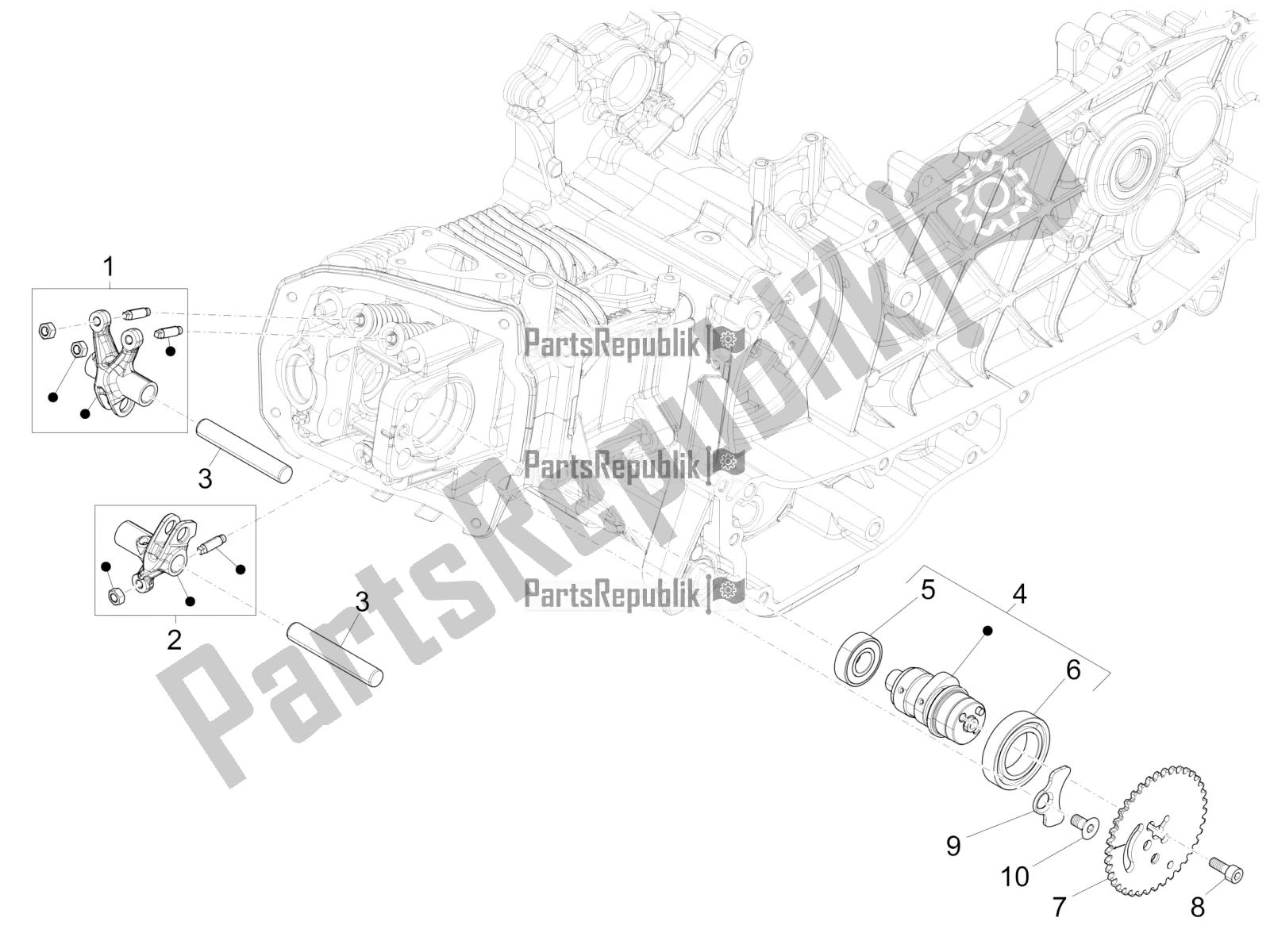 Toutes les pièces pour le Leviers à Bascule Support Unité du Piaggio Liberty 125 Iget 4T 3V IE ABS Apac 2019